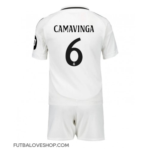 Dres Real Madrid Eduardo Camavinga #6 Domáci pre deti 2024-25 Krátky Rukáv (+ trenírky)